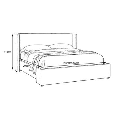 Fabric Upholstered Platform Bed - Minimalist Design Beige Queen Size 160*200 