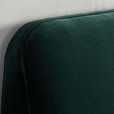 Velvet Upholstered Platform Bed - Minimalist Design Green Super King Size 200*200 