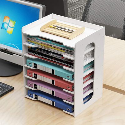 7 Tier Office Desktop File Paper Organizer Holder Rack Shelf Desk Letter Tray A4 Paper Holder Document Storage Rack for Home Office School