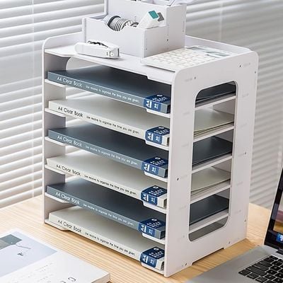 Letter Tray Organiser, Office Desk Tidy Storage Rack File Document Holder A4 Paper Filing Trays for Home Office School (7 Tier)
