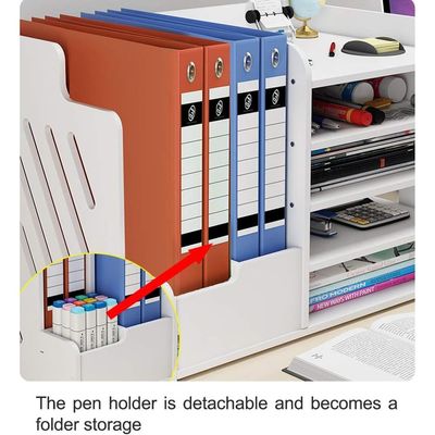 White Desktop Organiser, Large Capacity Desk File Organiser Office Stationery Desk Tidy Storage Rack Sorter for A4 Papers, Pens, Books, Letters and Documents