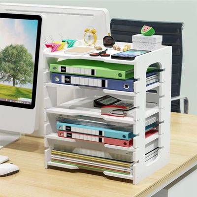 Adjustable Letter Tray Organiser, 5 Tier Desk Document File Organiser A4 Paper Sorter for School Home Office Supplies