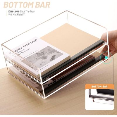 Acrylic Stackable Letter Tray Desk Organizer Clear Paper Tray 2-Pack