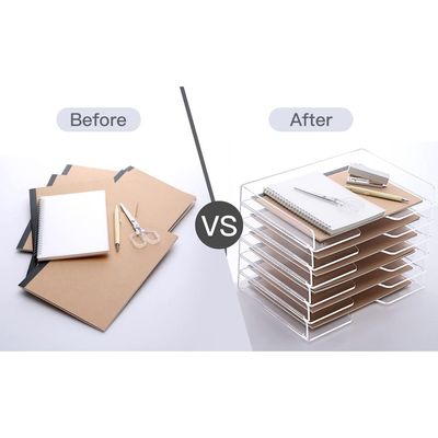 Paper Letter Tray Organizer - Stackable Paper Sorter for Letter/A4, Acrylic Office Supplies Desk Organizer, Fits 9 x 11.5 Inch Sheets, 2/PK, Clear