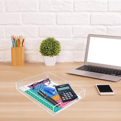 Acrylic Letter Tray Paper Organizer, Clear Desk Organizer Tray Stackable Desk Accessories Tray for School Home Office Supplies