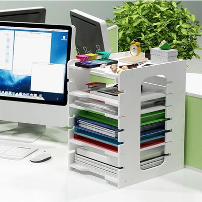 Adjustable Letter Tray Organiser, 5 Tier Desk Document File Organiser A4 Paper Sorter for School Home Office Supplies