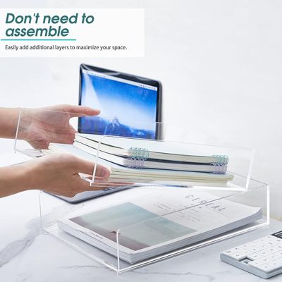Acrylic Desk Organizers and Accessories Tier Paper File Organizer Tray Stackable Document Clear Desk Accessories for Office Workspace Organization