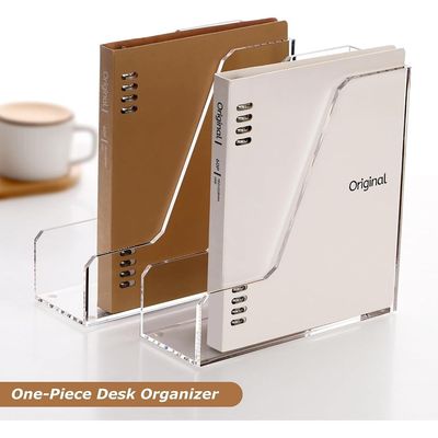 Acrylic File Organizer, Clear Desk Organizer and Storage Bins Holding for Folders, Binders, Notebooks, Envelopes, Multi-purpose Magazine File Organizer for Home Office, 2 Pack
