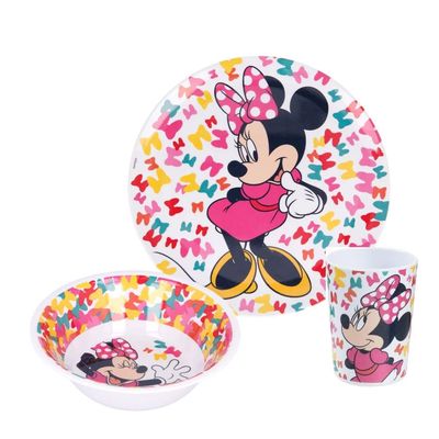 Disney Minnie So Edgy Melamine Plate, Bowl & Tumbler Set