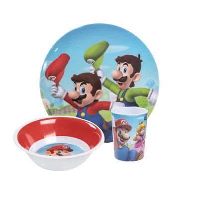 Nintendo Super Mario Melamine Plate, Bowl & Tumbler Set