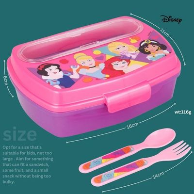 Disney Princess Bright & Bold Plastic Lunch Box With Cutlery