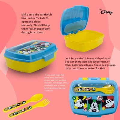Disney Mickey Mouse Fun-Tastic Plastic Lunch Box With Cutlery