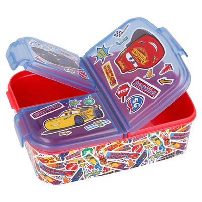 Pixar Car Stickers Plastic Lunchbox With Multi Compartment