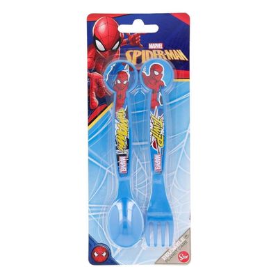 Marvel Spiderman Midnight Flyer Plastic 2 Pcs Cutlery Set