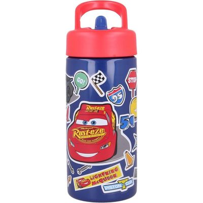 Pixar Car Stickers Plastic Sipper Water Bottle - 410 Ml