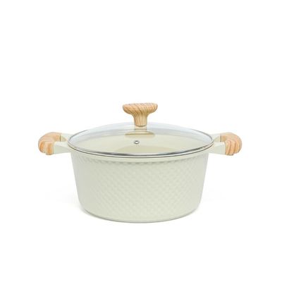 24 CM Casserole with Lid – Ceramic Non-Stick Lattice Series, Cream White