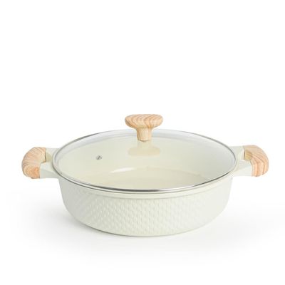 28 CM Shallow Casserole with Lid – Ceramic Non-Stick, Lattice Series, Induction Compatible