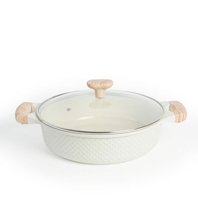 28 CM Shallow Casserole with Lid – Ceramic Non-Stick, Lattice Series, Induction Compatible