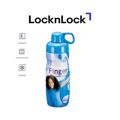 LocknLock 450ml Finger Water Bottle – Blue, Compact, Airtight, and Durable for Sports and Daily Use