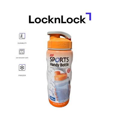 LocknLock 500ml Color Sports Handy Bottle – Orange, Collapsible, Lightweight, with Wrist Strap and Quick-Access Top