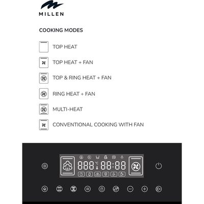 Millen 60cm Built In Electric Combi Steam Oven, 38 Smart Recipes, 50L - 3Y Warranty, MEOS 451 BL