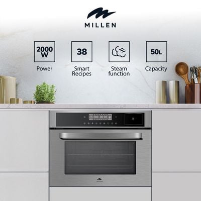 Millen 60cm Built In Electric Combi Steam Oven, 38 Smart Recipes, 50L - 3Y Warranty, MEOS 451 IX