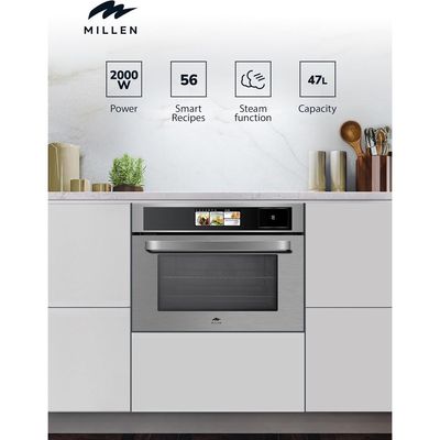 Millen 60cm Built In Electric Combi Steam Oven with TFT Display, 56 Smart Recipes, 47L - 3Y Warranty, MEOS 455 IX