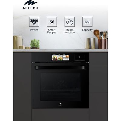 Millen 60cm Built In Electric Combi Steam Oven with TFT Display, 56 Smart Recipes, 66L - 3Y Warranty, MEOS 605 BL