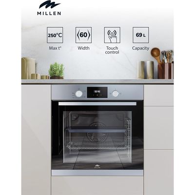 Millen 60cm Built In Gas Oven, 69L - 3Y Warranty, Double German SCHOTT glass, MGO 602 IX