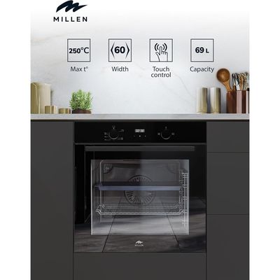 Millen 60cm Built In Gas Oven, 69L - 3Y Warranty, Double German SCHOTT glass, MGO 602 BL