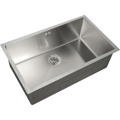 Premium Handmade Undermount Single Bowl Sink - SUS 304 Stainless Steel, Soundproof, Satin Finish