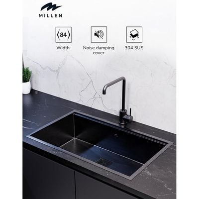 Premium Handmade Undermount Single Bowl Sink With Accessories - SUS 304 Stainless Steel, Soundproof, Gunmetal Satin Finish