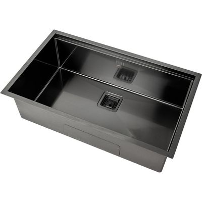 Premium Handmade Undermount Single Bowl Sink With Accessories - SUS 304 Stainless Steel, Soundproof, Gunmetal Satin Finish