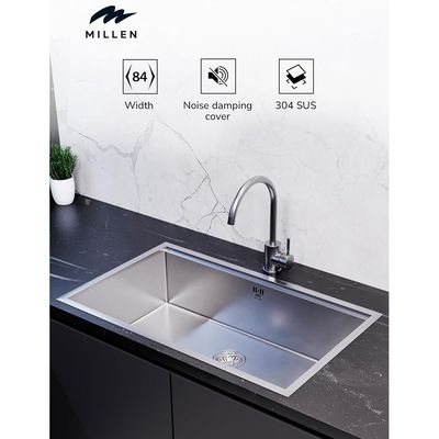 Premium Handmade Undermount Single Bowl Sink With Accessories - SUS 304 Stainless Steel, Soundproof, Satin Finish