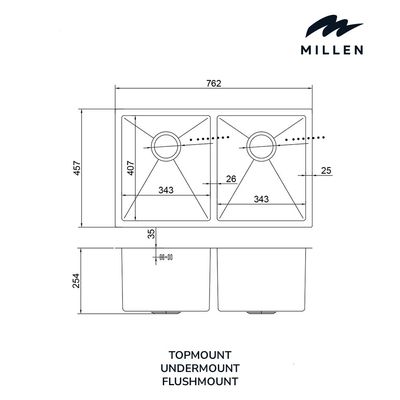 Premium Handmade Undermount Double Bowl Sink  - SUS 304 Stainless Steel, Soundproof, Satin Finish