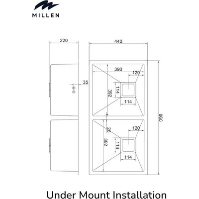 Premium Handmade Undermount Double Bowl Sink  - SUS 304 Stainless Steel, Soundproof, Gunmetal Satin Finish