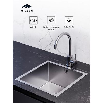 Premium Handmade Undermount Single Bowl Sink - 304 Stainless Steel, Soundproof, Satin Finish