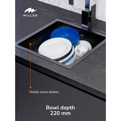 Premium Handmade Undermount Single Bowl Sink - 304 Stainless Steel, Soundproof, Gun metal Finish