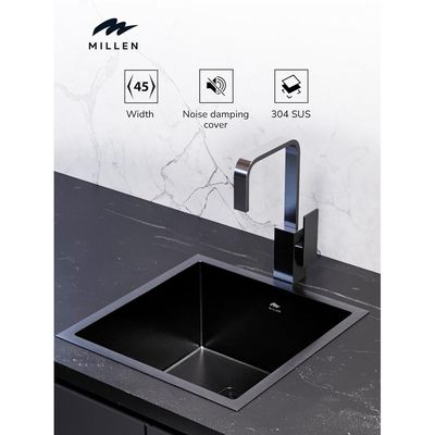 Premium Handmade Undermount Single Bowl Sink - 304 Stainless Steel, Soundproof, Gun metal Finish