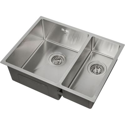 Premium Handmade Undermount Double Bowl Sink  - SUS 304 Stainless Steel, Soundproof, Satin Finish