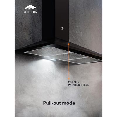 Millen 90cm Black Chimney Range Hood - MKH 904 BL, 3 Years Warranty