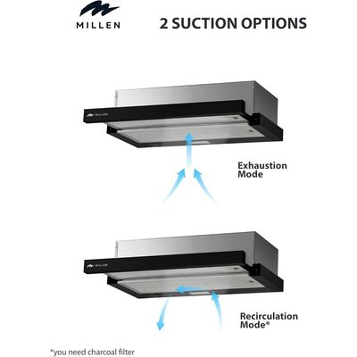 Millen 90cm Telescopic hood  – MBKHSG 9001 BL , 3 Years Warranty, Filters Included