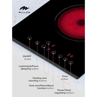 Millen 30cm Built-in Ceramic Hob with Booster & Italian Glass – MEH 303 BL