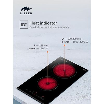 Millen 30cm Built-in Ceramic Hob with Booster & Italian Glass – MEH 303 BL