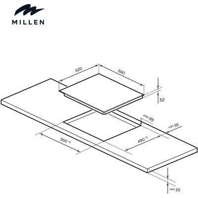 Millen 60cm Built-in Ceramic Hob with Booster & Italian Glass - MEH 603 BL