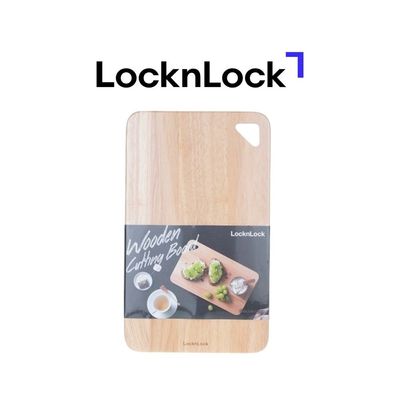 LocknLock Wooden Cutting Board 40x25cm – Durable, Natural Rubber Wood with Hanging Hole