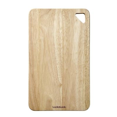 LocknLock Wooden Cutting Board 40x25cm – Durable, Natural Rubber Wood with Hanging Hole