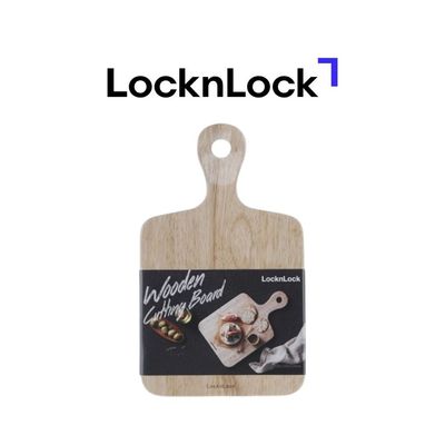 LocknLock Ping Pong Wooden Cutting Board 35x21cm – Durable, Natural Rubber Wood with Hanging Hole