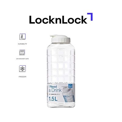 LocknLock 1.5L Chess Water Bottle – Clear PET with Non-Slip Grip and Durable Design