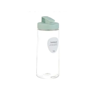 LocknLock 1.2L Easy Grip Water Bottle – Mint, Transparent with Detachable Lid for Fridge and Tabletop Use